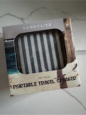 Sunnylife Gray Striped Portable Travel Speaker